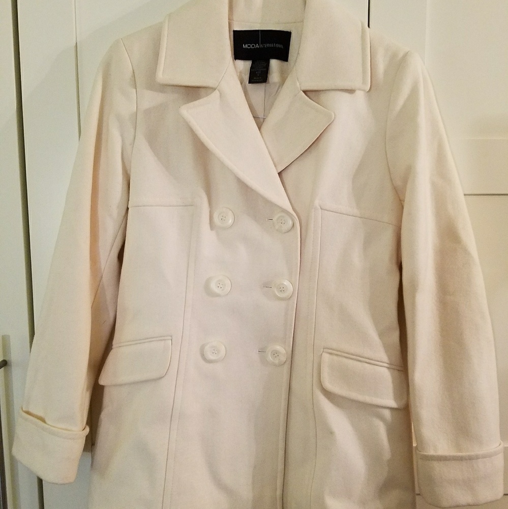 Ivory colored peacoat by Moda International