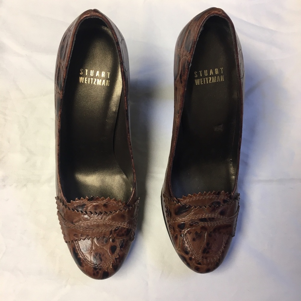 Stuart Weitzman Croc High Heel Loafers - image 3