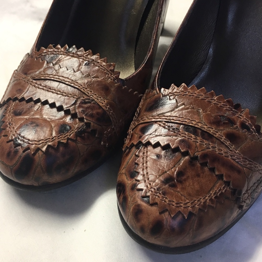 Stuart Weitzman Croc High Heel Loafers - image 4