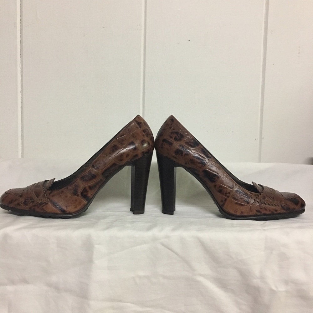 Stuart Weitzman Croc High Heel Loafers - image 2