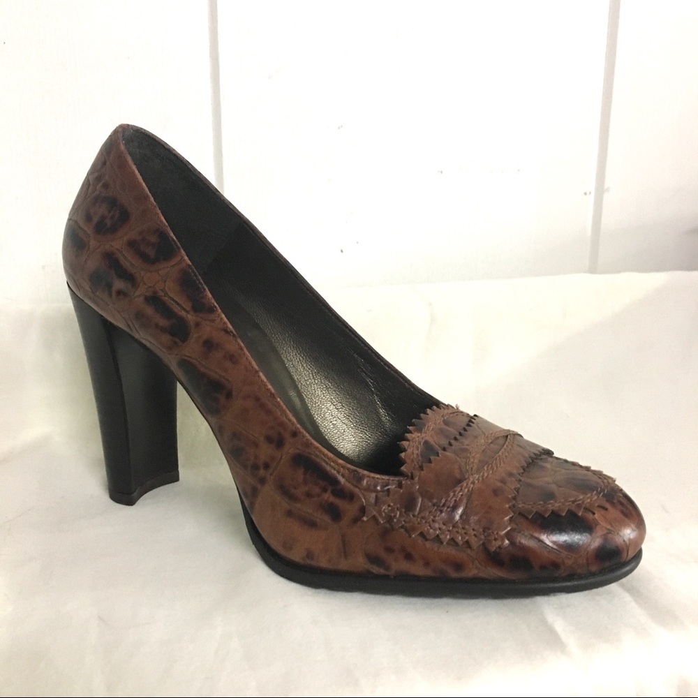 Stuart Weitzman Croc High Heel Loafers - image 1