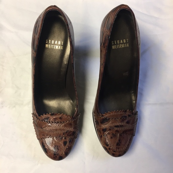 STUART WEITZMAN • Croc High Heel Loafers - Picture 3 of 9