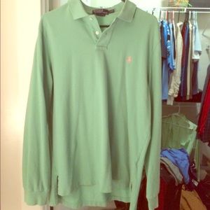 Teal long sleeve polo