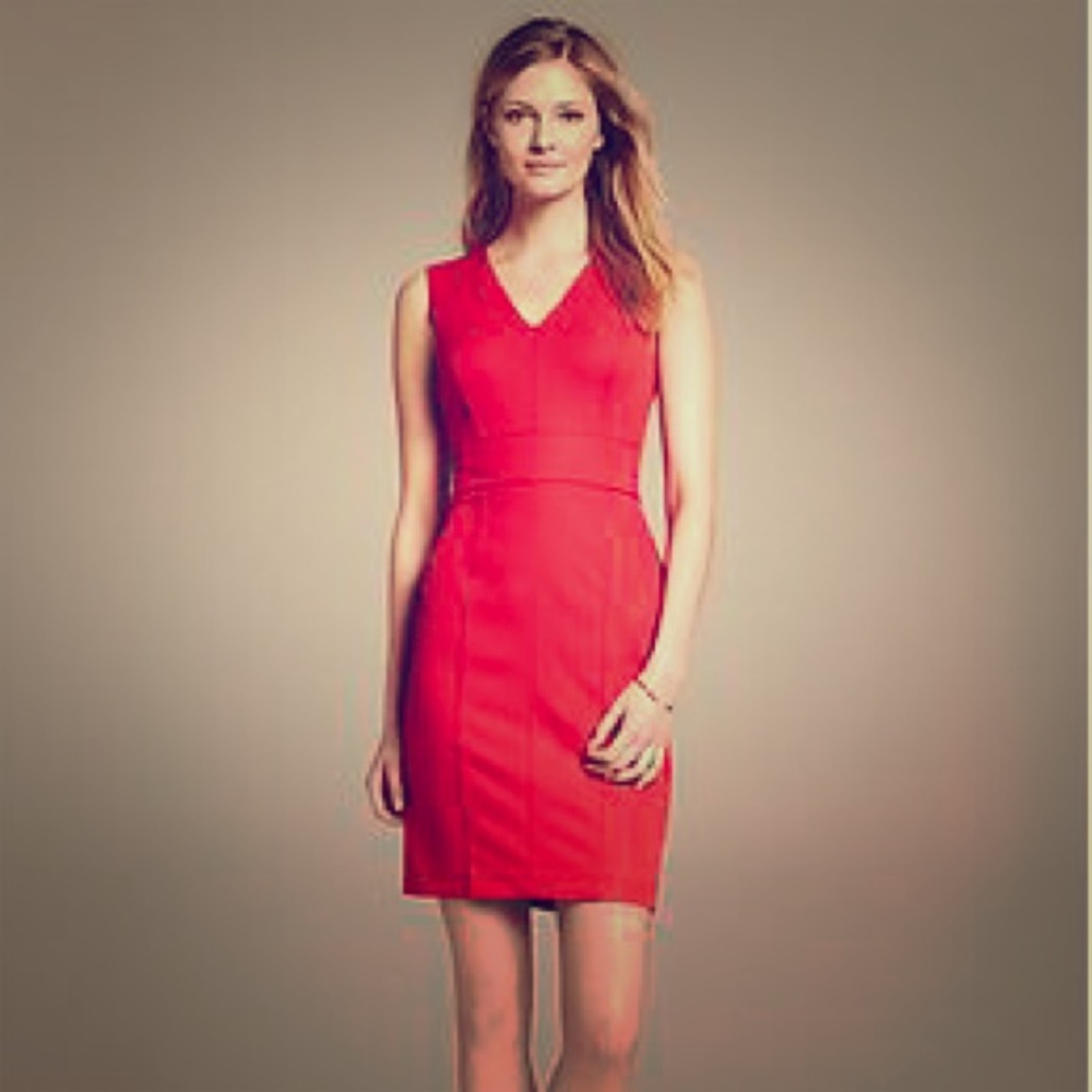 Banana Republic Sloan Sheath Dress Red, worn x1