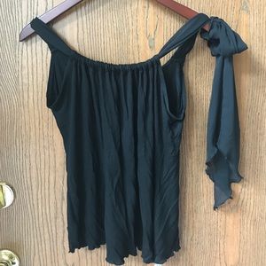 Black one shoulder tie tank