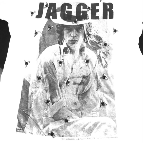 Tops - One of a kind Mick Jagger black & white Tee