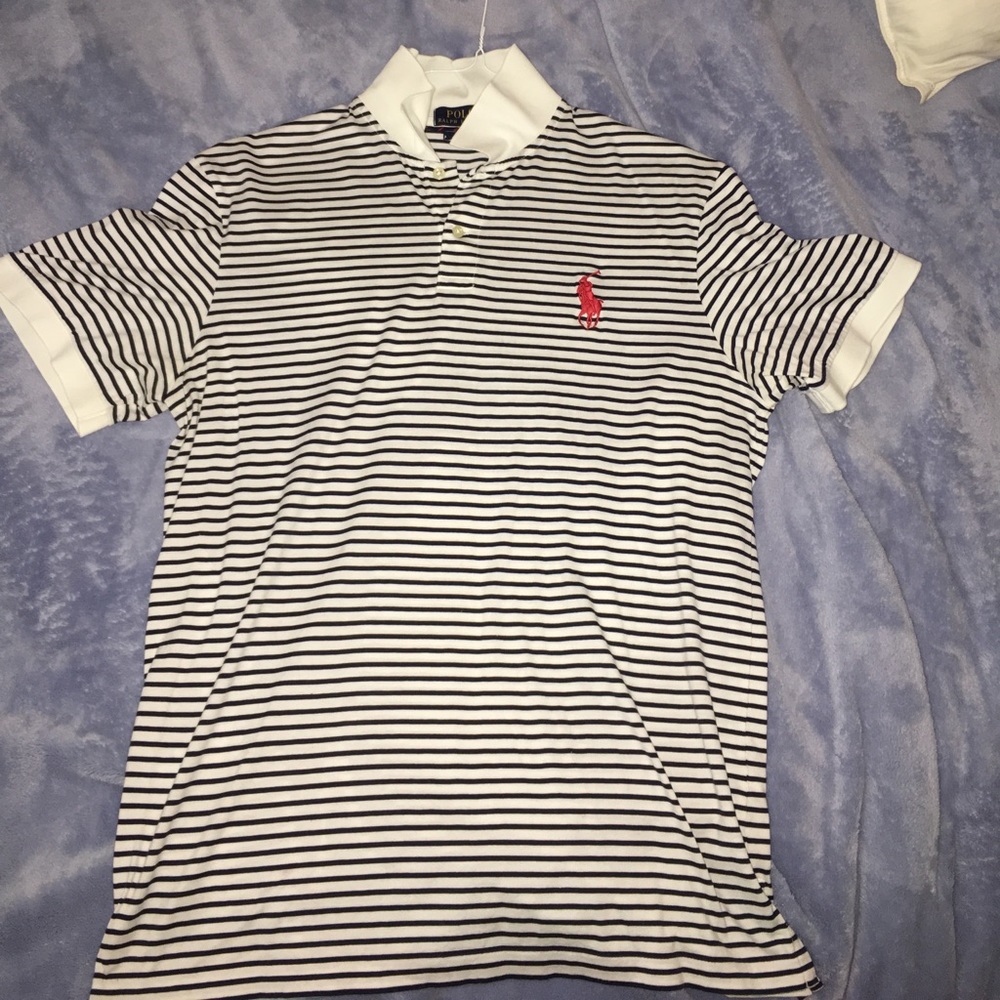 Large Navy/White short sleeve Polo