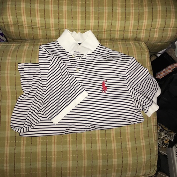 Large Navy/White short sleeve Polo - Picture 3 of 4