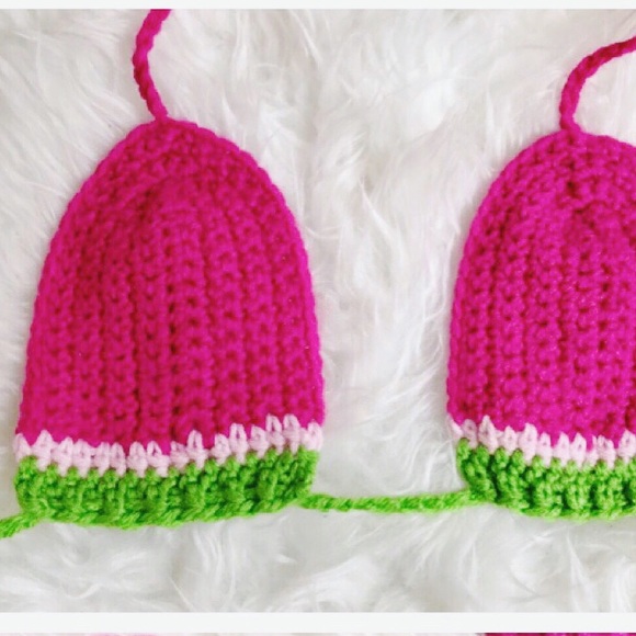 Crochet Watermelon Bikini Top - Picture 1 of 3