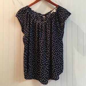 Navy Polka Dot Blouse