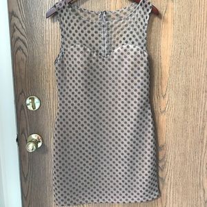 Tan dress with dark brown/black polka dots