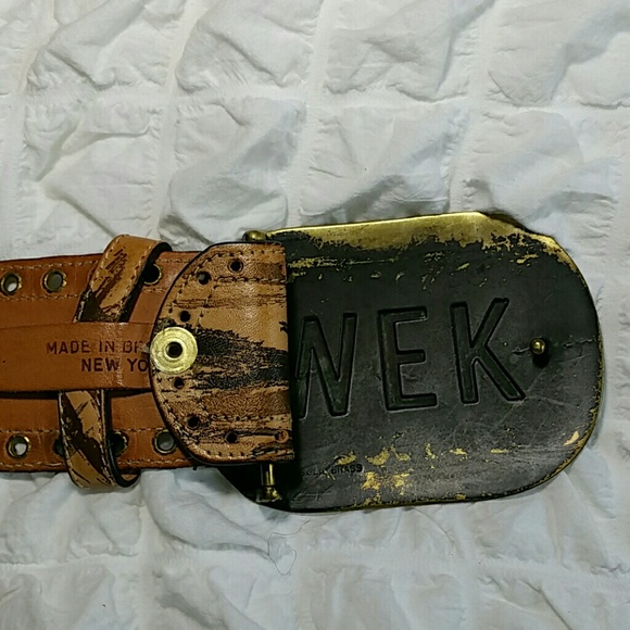 Alek Wek handmade big buckle belt with brass buckle. Handmade brass! main image 4