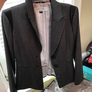 Tahari woman's blazer with leather accents