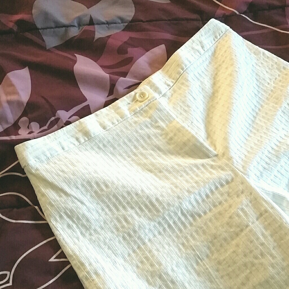Armani Collezioni White Pinstripe Seersucker Pants