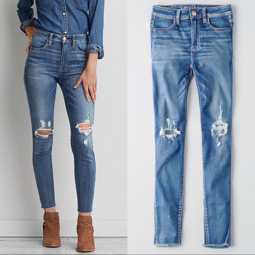 🔥SALE🔥 AE Distressed Frayed Jeggings