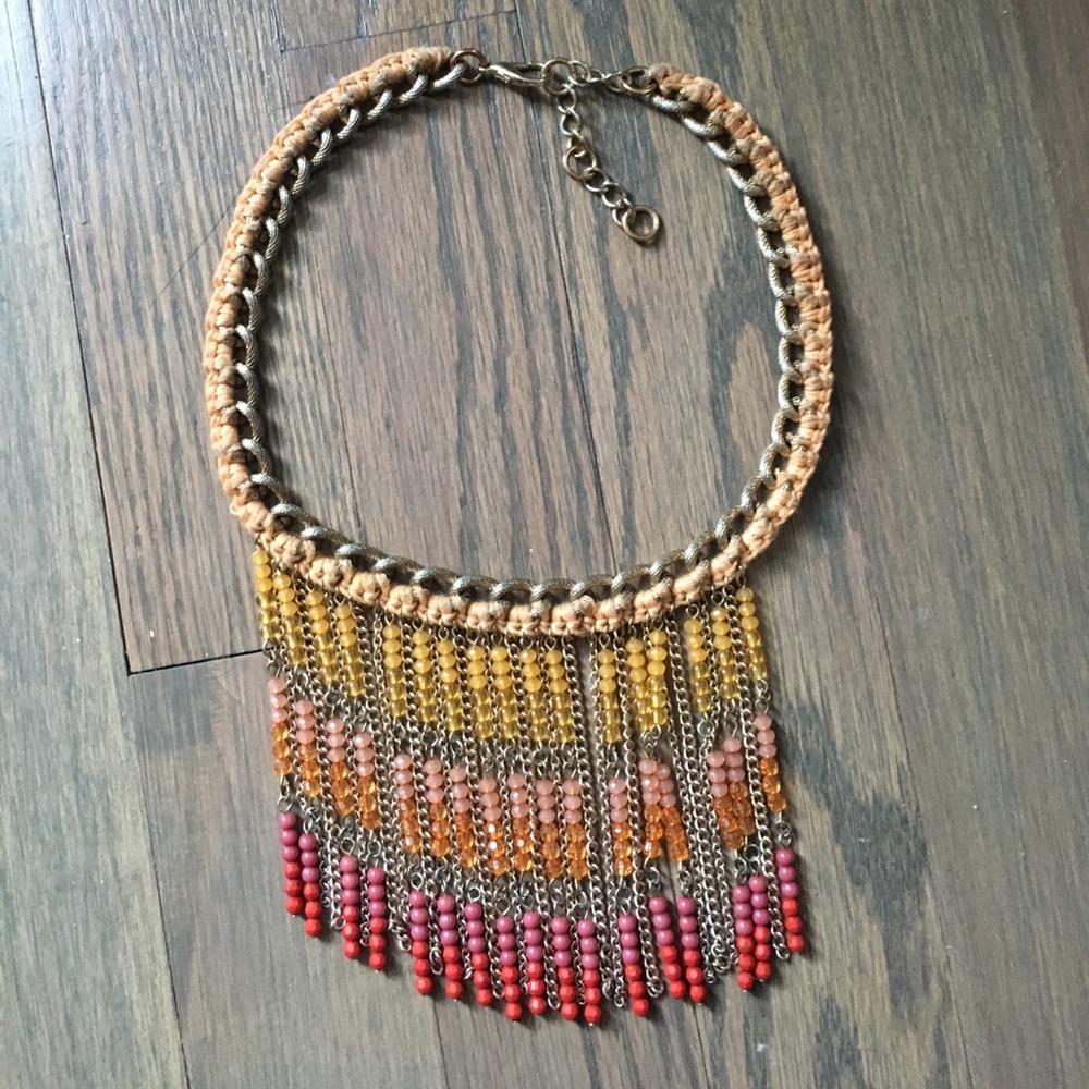 Beaded fringe rope necklace