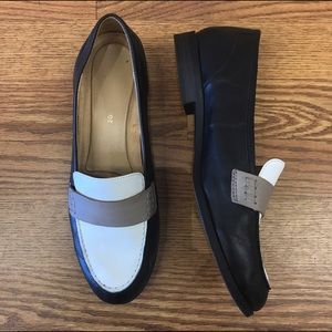 Black & White Leather Loafers