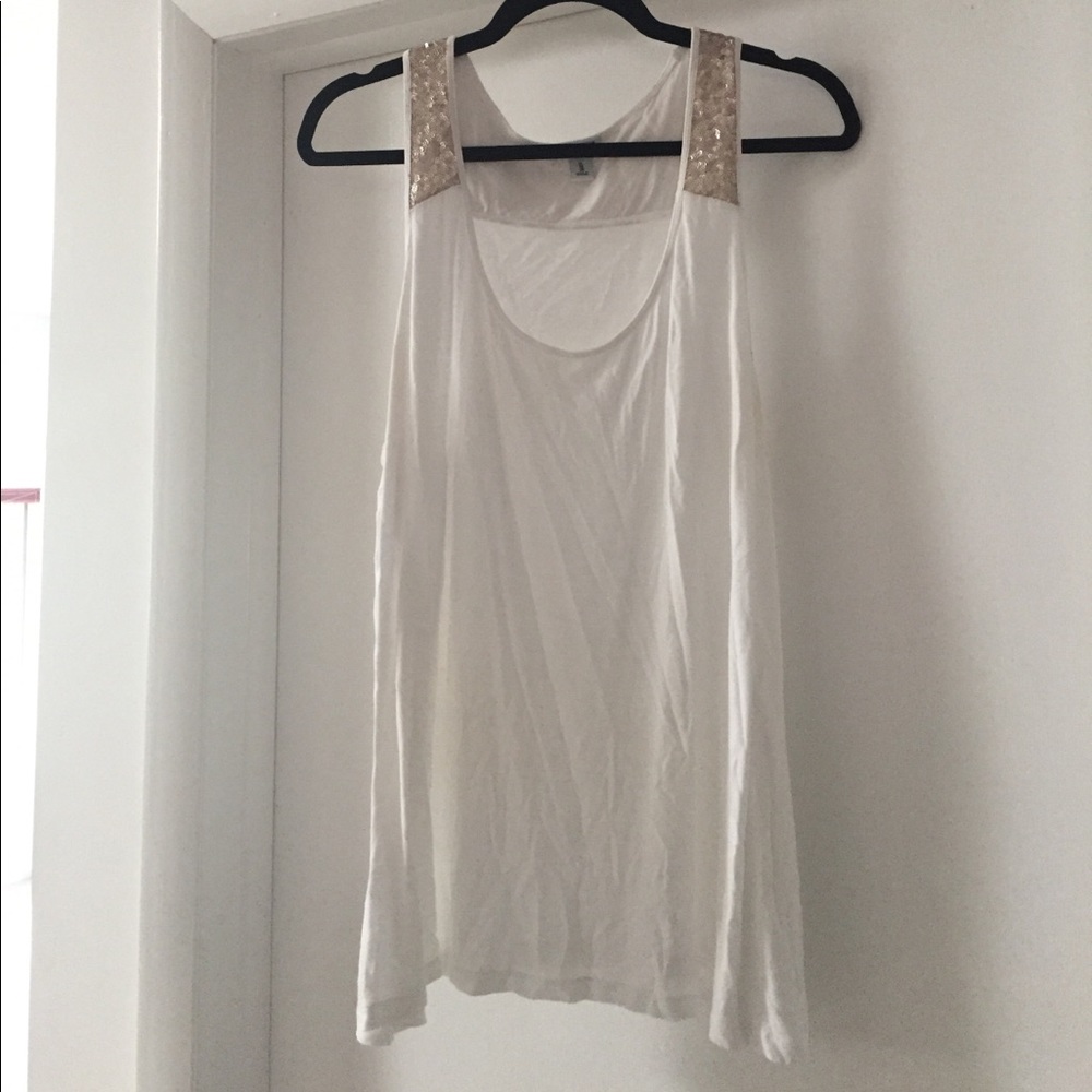 WHITE SEQUIN TANK