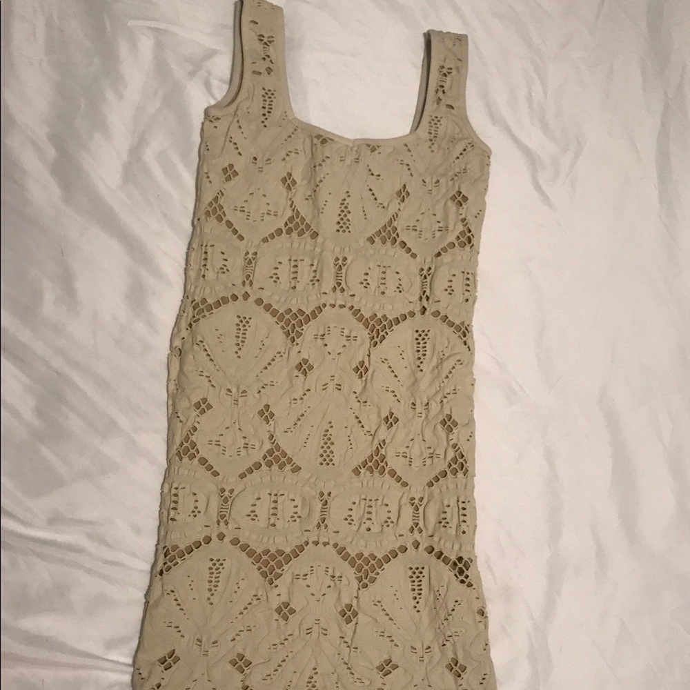 BodyCon Tight white/tan Lace Dress