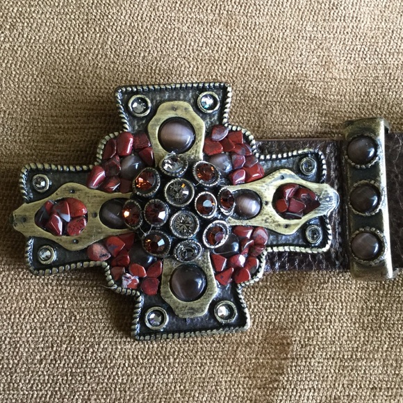 LeatherRock Agate and Swarovski Crystals Belt