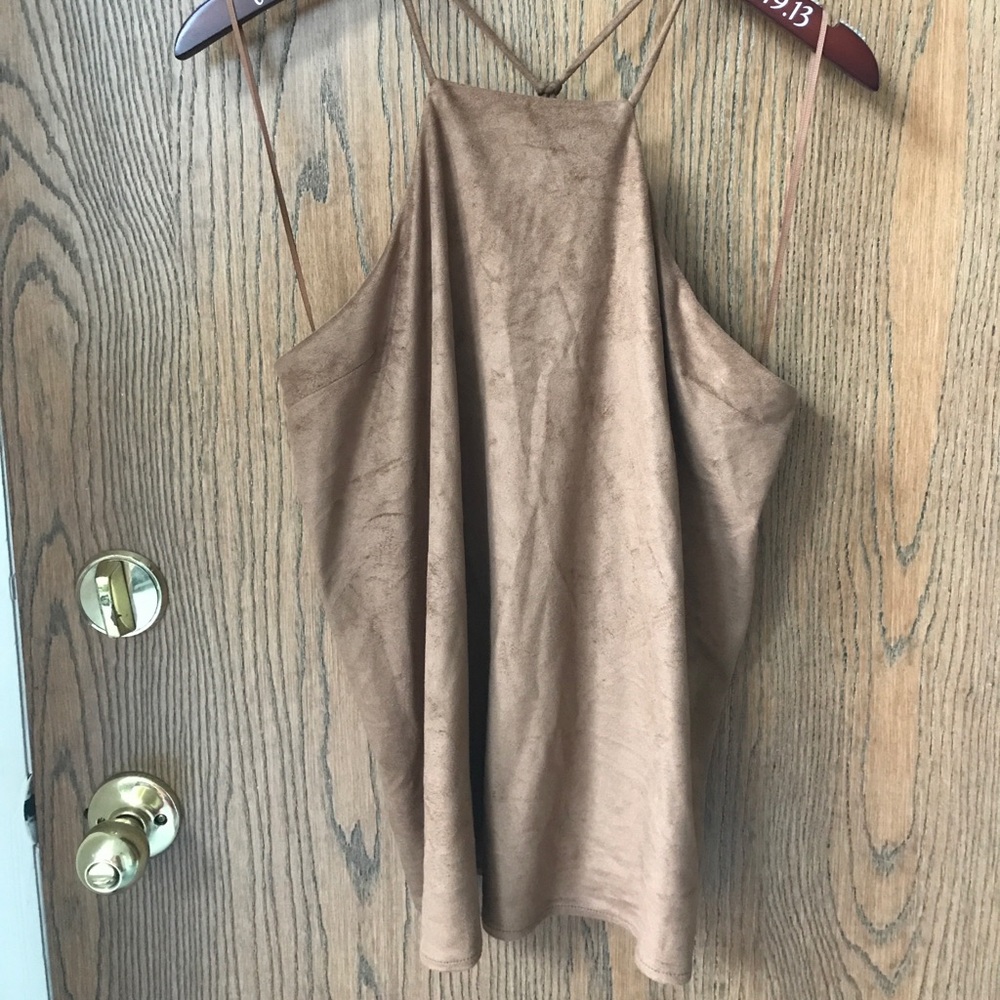 Brown fake swede tie back