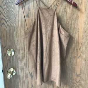 Brown fake swede tie back