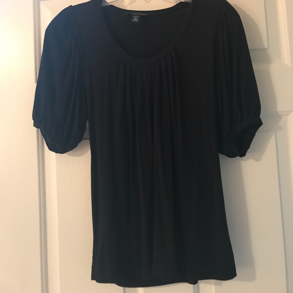Black Bubble Sleeve Blouse Banana Republic