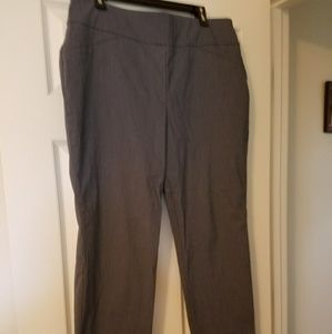 Navy and White Small Check Ankle Slim Pants