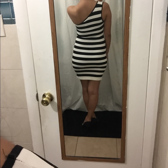 Bebe Black and White Striped Mini Dress - Picture 3 of 4