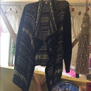 Patterned, flowy lapel sweater