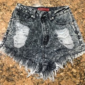Stretchy Ripped Jean Shorts