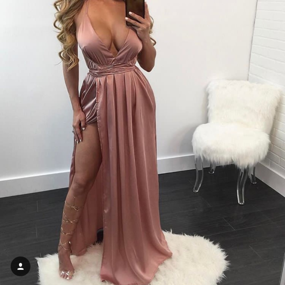 SOLD. Silk Maxi Prom Dress