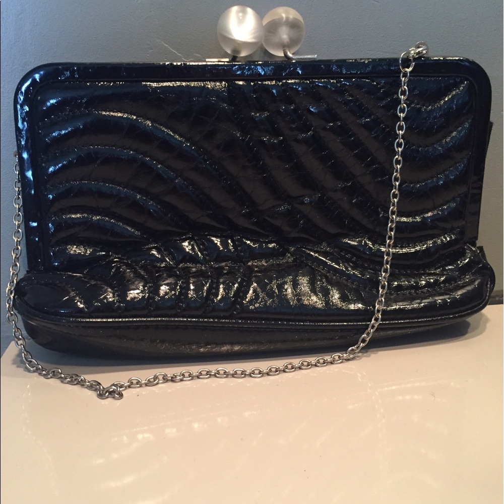 CACHE Black Leather Clutch