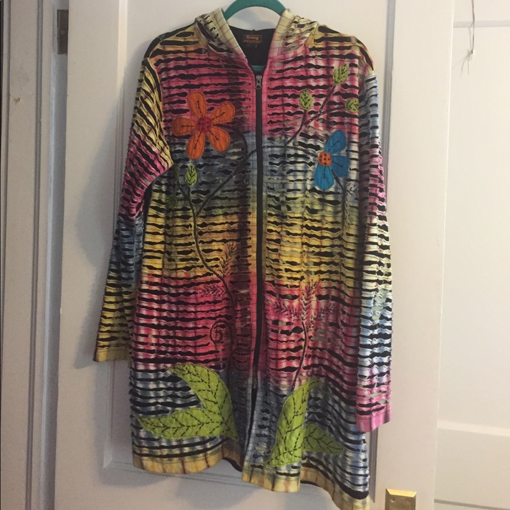 Distressed rainbow hippie jacket