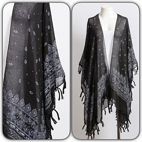 💥HOTSALE💥Boho Paisley Tassel Kimono CoverUp - Picture 2 of 3