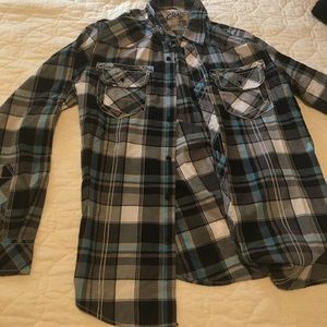Black and blue button up