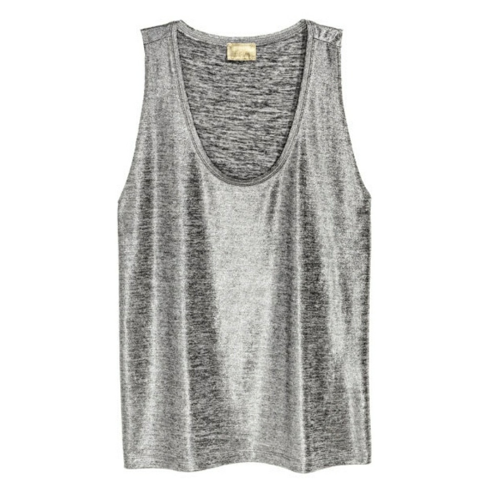 Shimmery silver tank top