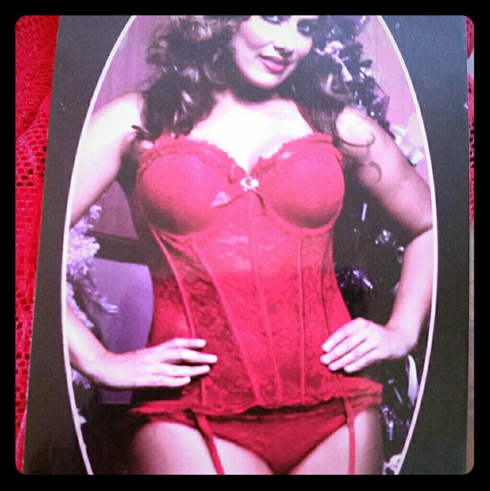 Red corset and panty set