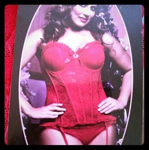 Red corset and panty set