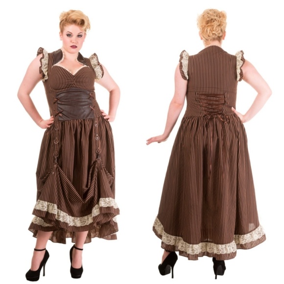 Steampunk Victorian Lace Up Ruffle Dress - Picture 3 of 4
