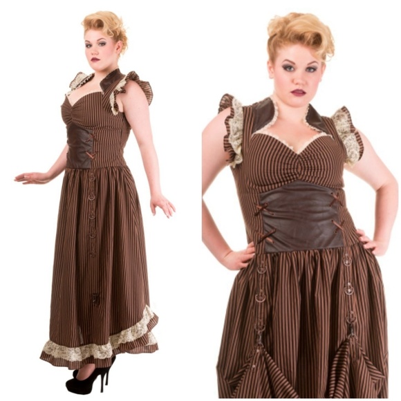Steampunk Victorian Lace Up Ruffle Dress - Picture 4 of 4