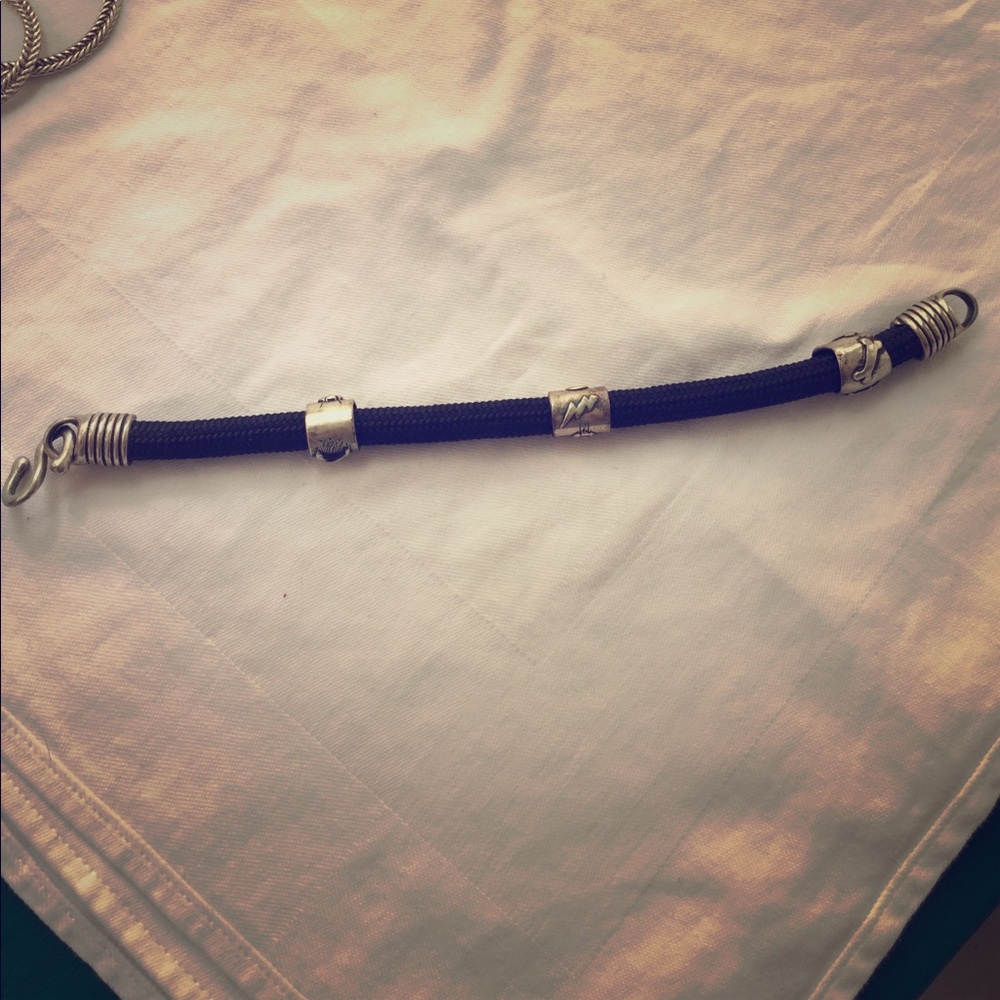 Nylon rope bracelet with silver charms!
