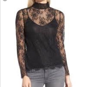 Chelsea28 lace top long sleeves high neck Xsmall