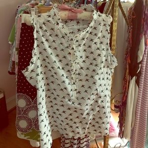 Old Navy bird sleeveless cotton blouse xl