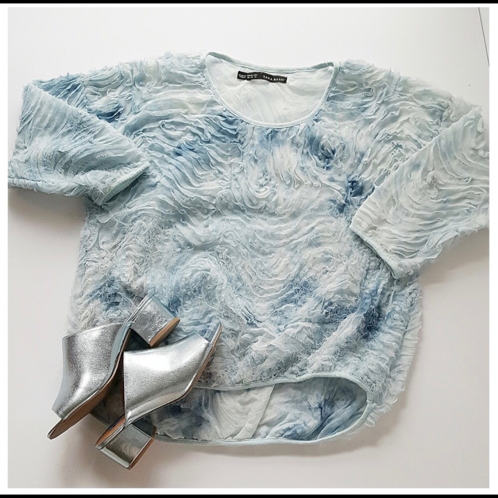 Zara textured blue top