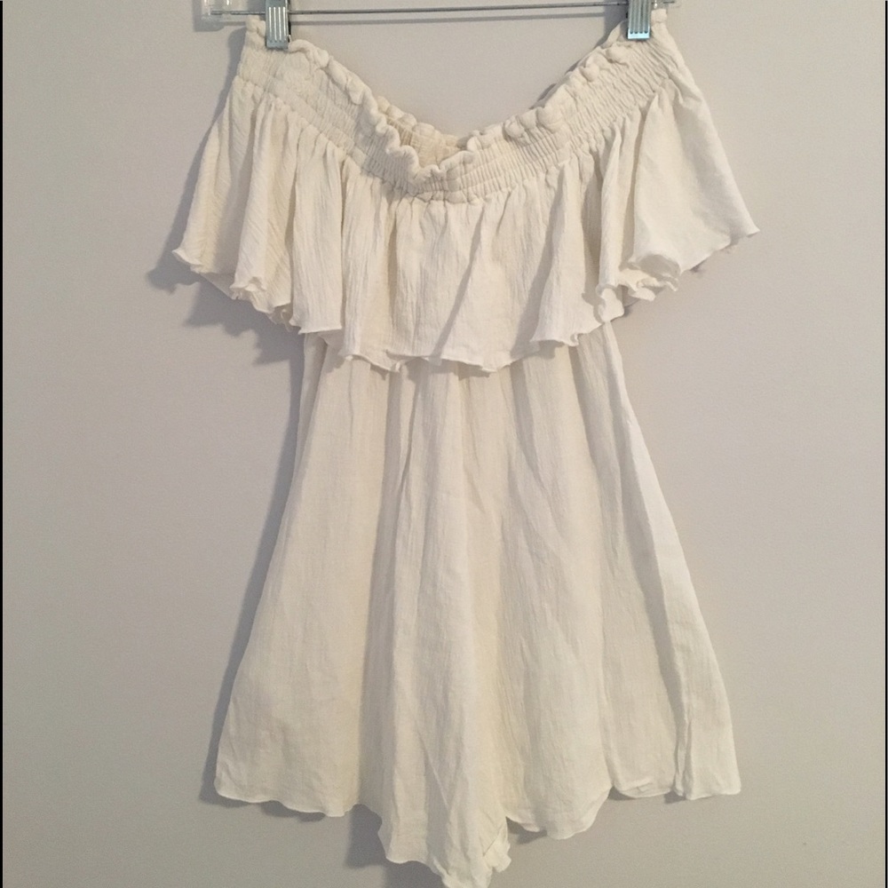 Off the shoulder white romper