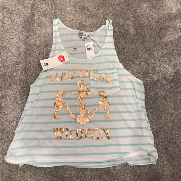 NAUTICAL WILDFOX TANK STRIPES NEW SIZE LARGE - Picture 3 of 3