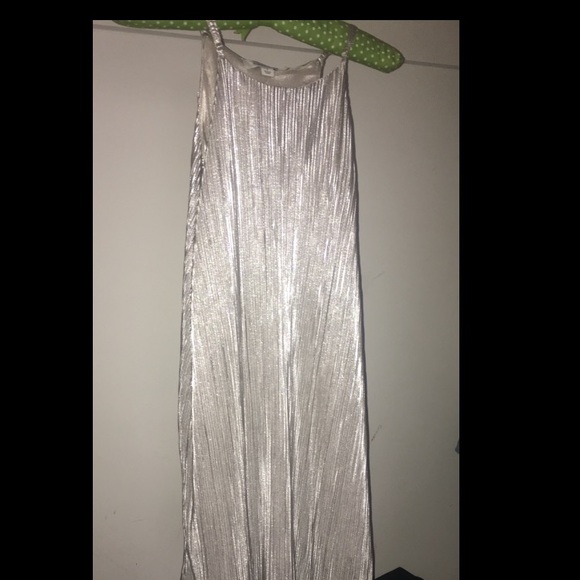 Francesca's Silver Pleated Dress - Picture 1 of 4