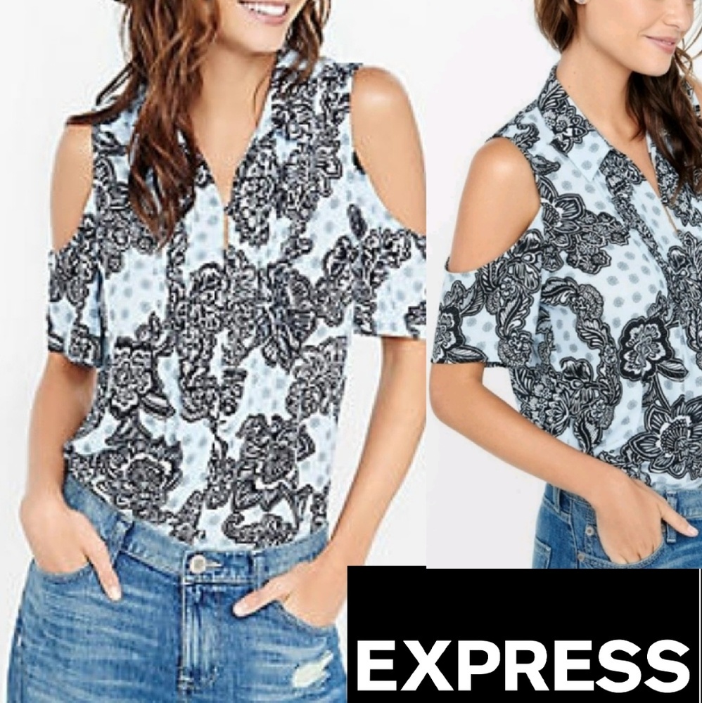 NWOT Express Medallion floral cold shoulder shirt