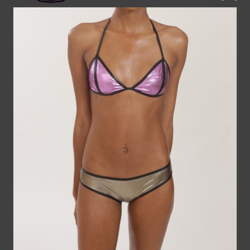 Berry Metallic Two Piece Swimsuit